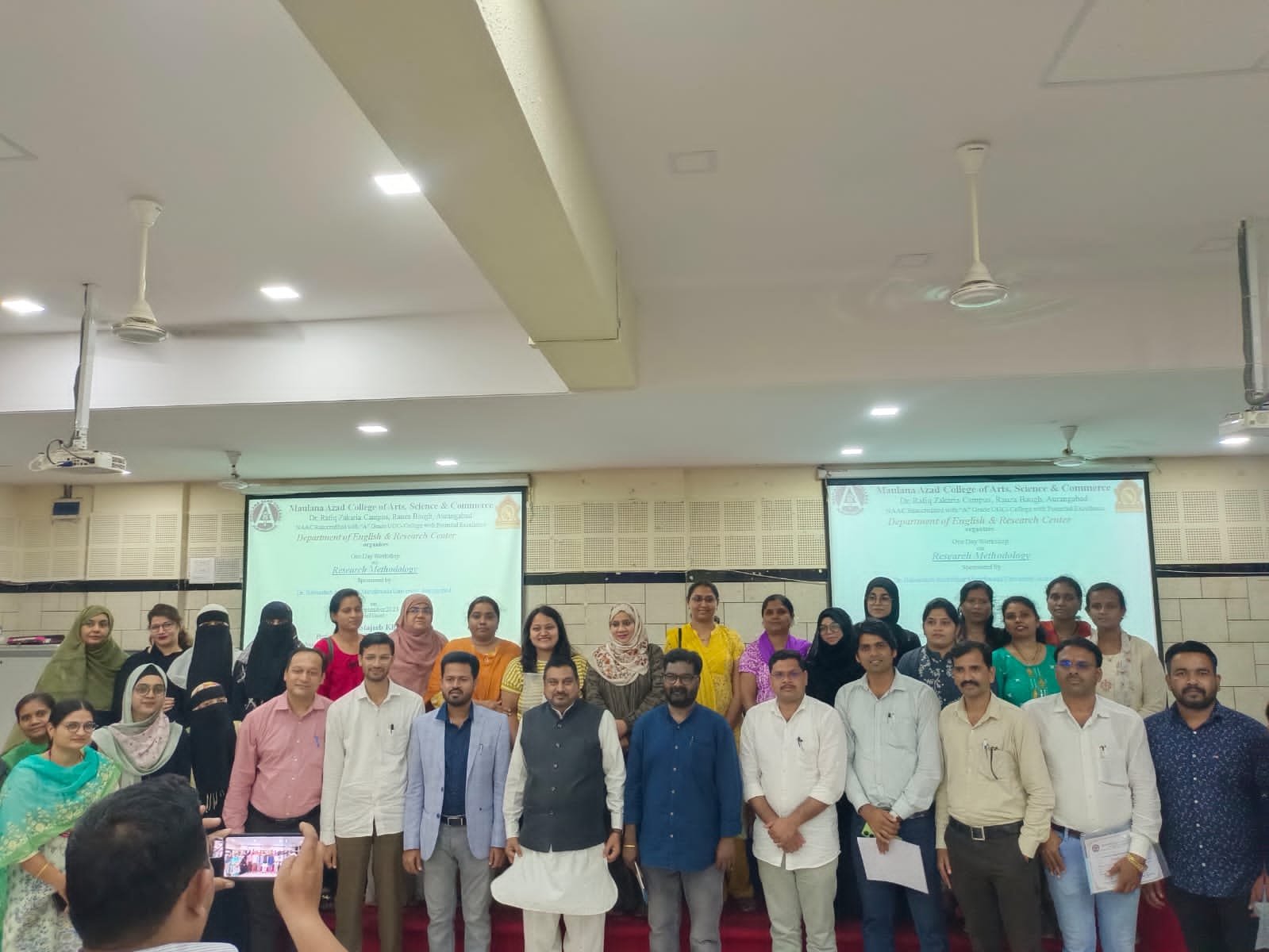 Department of English & Research Centre organised One Day Workshop on Research Methodology sponsored by Dr Babasaheb Ambedkar Marathwada University, Aurangabad under the guidance of Hon'able Principal, Dr. Mazahar Ahmad Farooqui. There are 94 participants