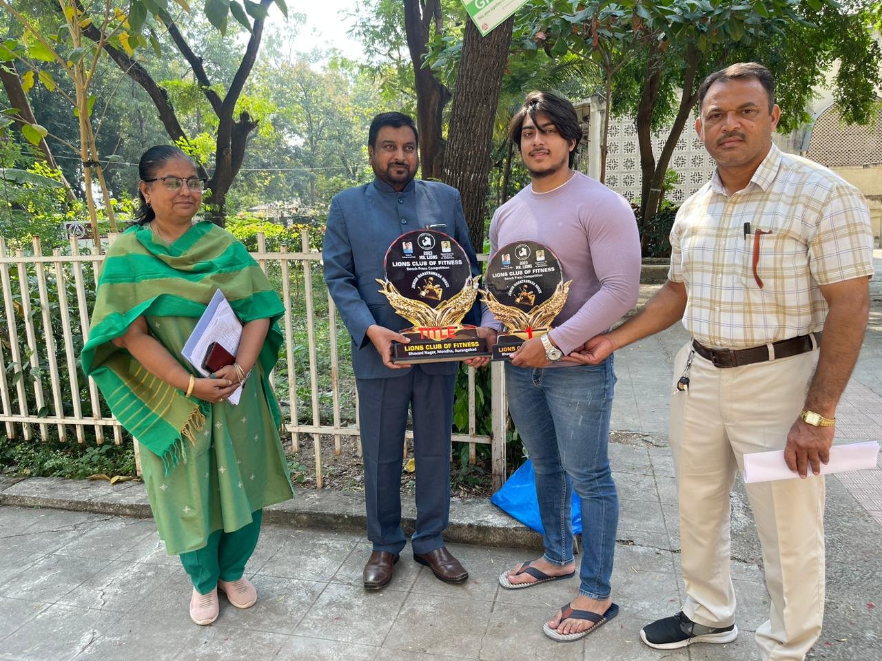 Principal Dr.Mazhar Ahmad Farooqui sir falicitated to Mr Mohammad Moinuddin BBA1st year Won the Title prize in Marathwada power lifting Bech press championship 2023-24 this player last year in junior category won the National medal and selected was international level