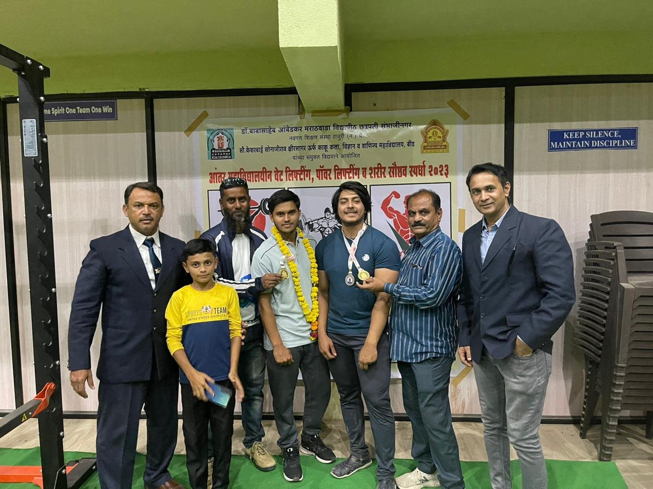 Senior college lifters and body building Won 3 Gold and 1 silver medal in DR BAMU ICT weight lifting,power lifting,and  best physique tournament at BEED District 1) Mohammad Moinuddin BBA1st Gold medal in Power lifting BBA 1st  2) Fareed Khan won Gold medal in Best physique Bec 3rd 3)Shahnoor shaikh B.A 1st Won the Gold medal in Best physique  Mohammad Moinuddin BBA1st won silver medal in best physique and selected to all Undia inter university tournament 2023