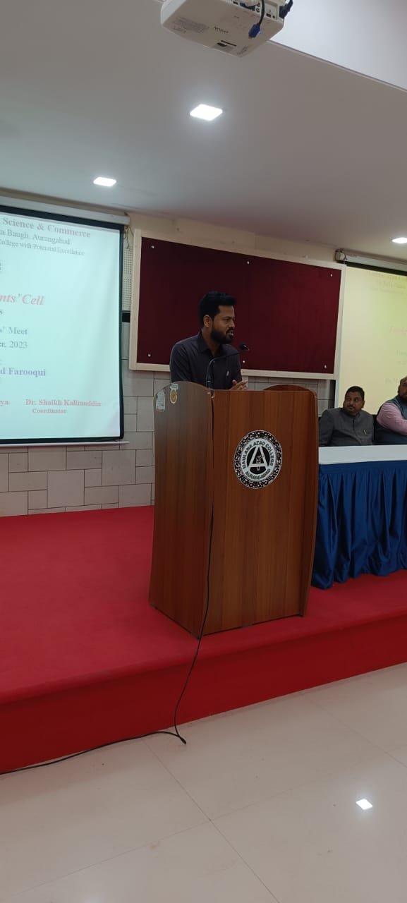 Foreign Students' Cell of Maulana Azad College of Arts Science & Commerce organised Foreign Students'Meet on 28th December 2023  under the guidance of Principal, Dr Mazahar Ahmad Farooqui. He guided the students eloquently for more than an hour. Around 50 students attended the meeting. Vice-Principal, Dr. M.A.Bari, IQAC Coordinator, Dr Aditi Bhattachrya graced the meeting with the members of the cell. Dr. Shaikh Kalimoddin Rashid, Chairman, Foreign Students' Cell conducted the proceedings of the meeting while Dr Hasvi Khairul Makeen proposed the vote of thanks.