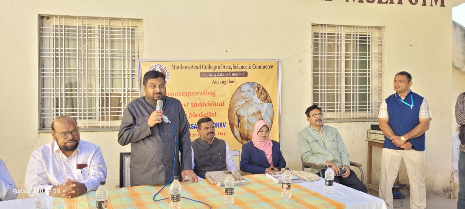 State level sports day celebrated in Maulana Azad College on the occasion of first Olympic medal winner Khashaba Jadhav's birth  anniversary. On this occasion governer nominated senate member Dr. Kedar Rahane, Assistant professor from Lokseva College of Arts and Science Dr.Asma Parveen were present as chief guests. Chief guests and Principal Dr. Mazhar Ahmed Farooqui guided students. Maulana mushir Nadvi sir started program with recitation of Holy Quran, Dr Moin Farooqui vote of thanks. Mr Feroz Pathan conducted function. Vice principal Dr.M.A. Bari,Vice Principal Shaikh Abbas Sir, teachers, students were present.