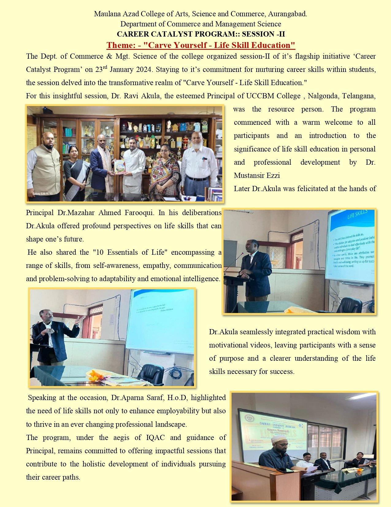 CAREER CATALYST PROGRAM:: SESSION -II Theme: - 