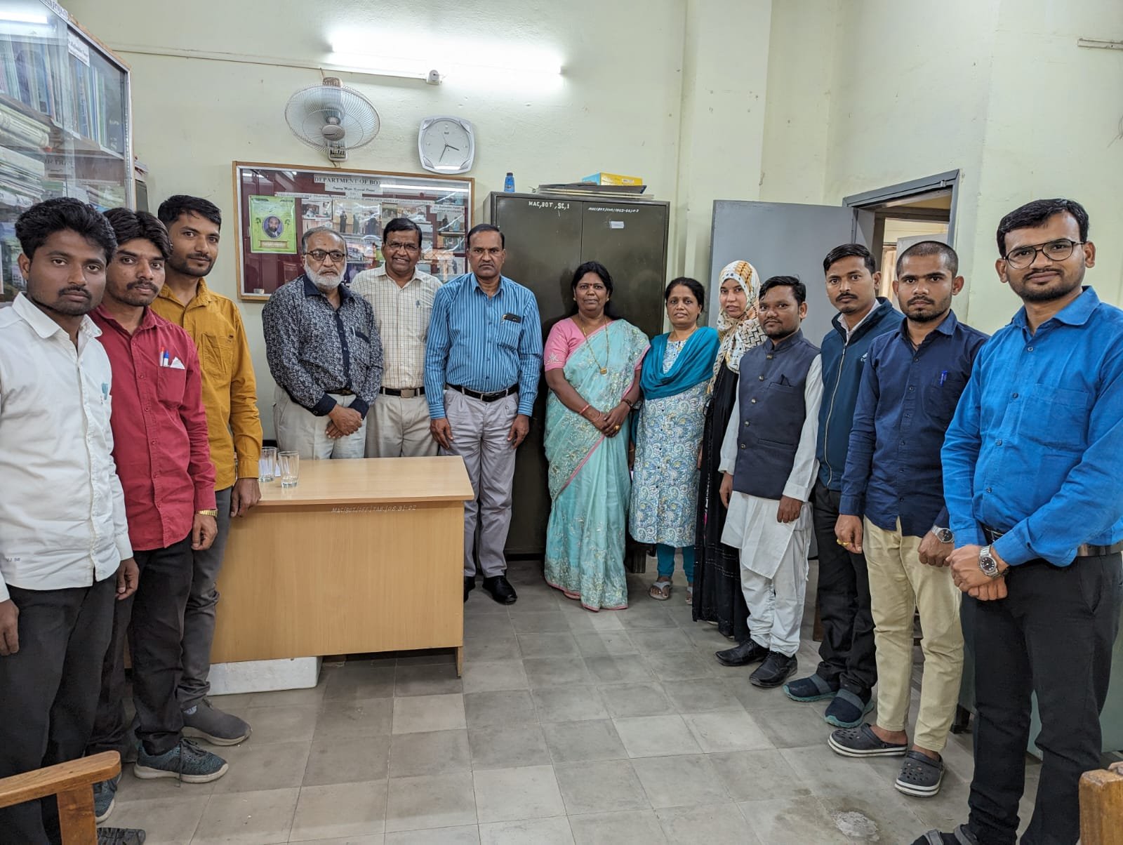Under the guidance of Principal Dr. Mazhar Ahmad Farooqui, Botany Research scholar's, Scholarship Extension Reserch committee meet organized today in the Department of Botany under the supervision of HoD Botany Prof. Rafiuddin Naser, for the assessment, as an external referee Prof. Janardhan Nehul, from Pathardi was present. On the occasion  Prof. Milind Jadhav as well as Department staff Dr. Ashfaq Khan, Dr. Uzma Quadri, Mr. Harshadeep Sartape and other colleagues were present.