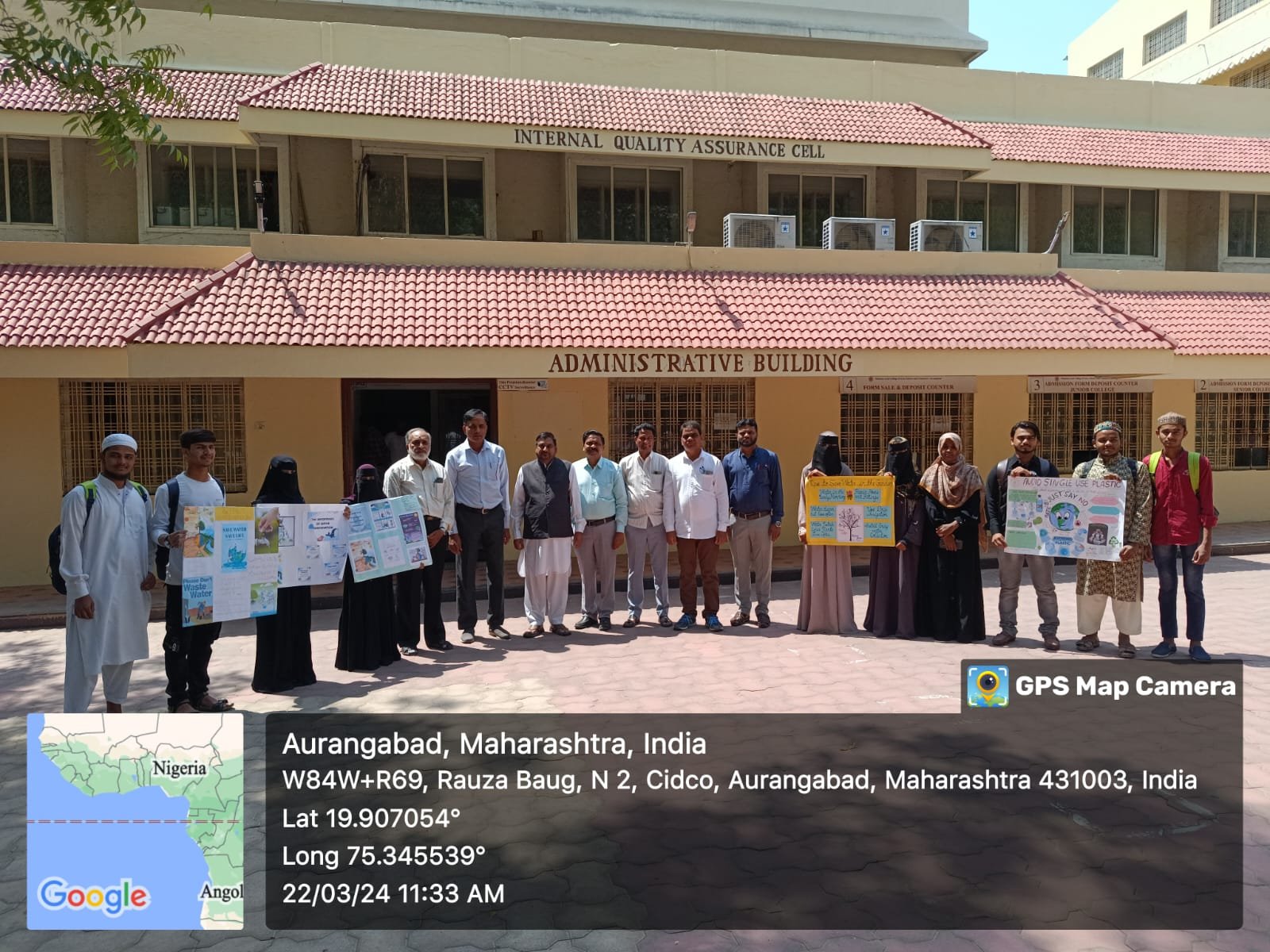 Under the Guidance of Principal Dr. Mazahar Ahmad Farooqui World Water Day was celebrated. Students of B. Sc. through placards showcased and made awareness for the water conservation. This activity was performed under the Eco-Consciousness committee of the college jointly with MAC Green Club under the aegis of Maharashtra Youth For Climate Action. (MYCA)