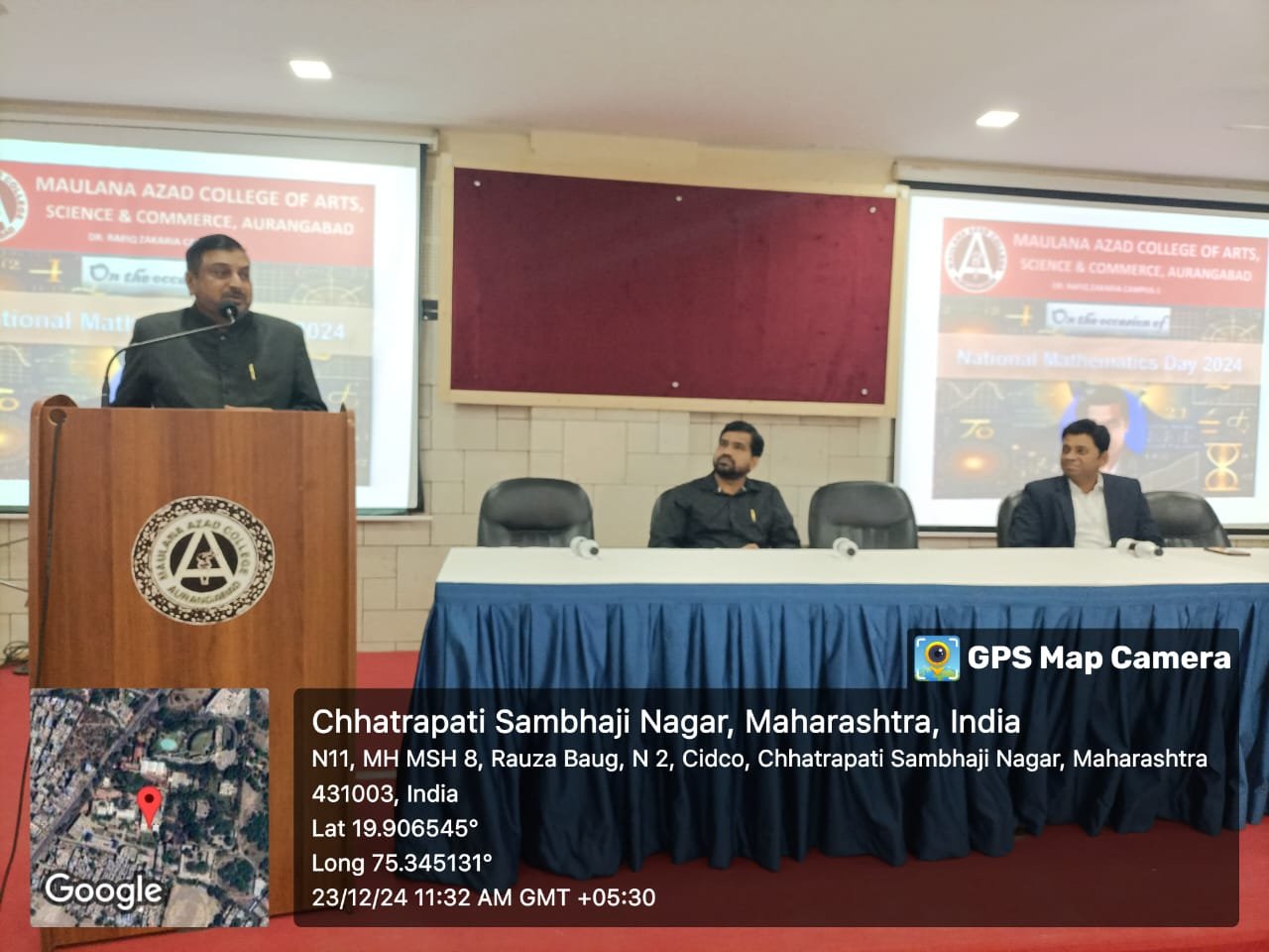 NMD-24 Celebrated in Azad College  As per the tradition of the department of Mathematics, Maulana Azad College of Arts, Science & Commerce, Aurangabad has celebrated National Mathematics Day 2024 on 23rd December 2024. This year the theme of the program was an explorative way in mathematics, for this event the resource persons Dr A V Sonvane, Assistant professor, Government Arts, Science College Aurangabad and Dr Ganesh Rokade, Assistant professor, JES college Jalna has elaborated various free softwares, new teaching techniques, advanced pedagogy in Mathematics. 60 participants have benefited in which students, school and College teachers  have actively participated in the workshop. Dr Mazhar Ahmed Farooqui, Principal of Maulana Azad College has elaborated applications of Mathematics in various sciences in his presidential speech. Dr Shaikh Sadikali, Head of the mathematics department and all the members of the organizing committee have taken efforts for the success of the programme