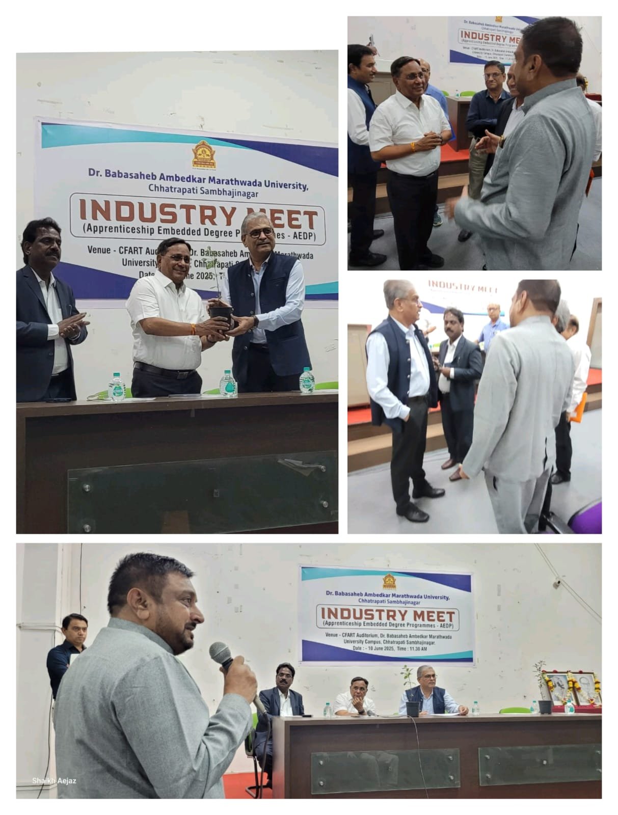 The Industry Meet, organized by BAMU, was graced by Chief Guest Bharat Amalkar (Member, NEP) and Guest of Honor Ram Bhogale with Honorable Vice-Chancellor Dr. Vijay Fulari presiding over the event. The gathering saw the participation of 57 industry professionals along with two invited principals—Dr. Tejankar and Dr. Mazahar Farooqui—as well as other university officials.