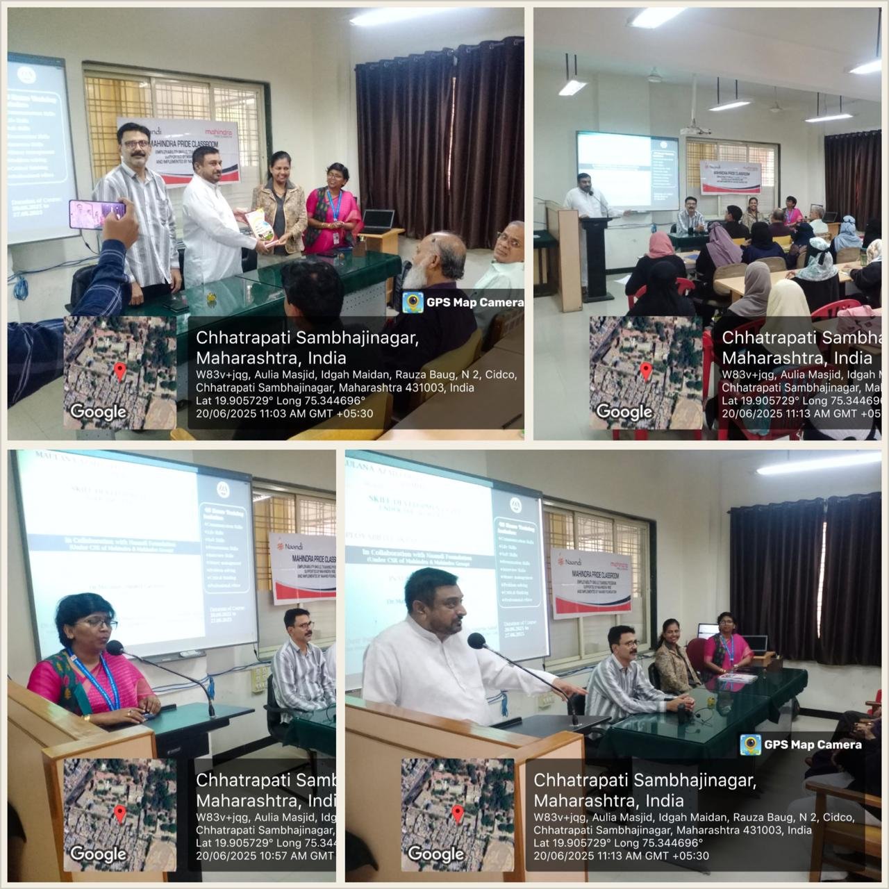The Skill Development Cell of the college, in collaboration with Mahindra Pride Classroom and supported by the Naandi Foundation, commenced a 40-Hour Employability Skill Training Program exclusively for girl students on 20th June 2025. The program was formally inaugurated by Hon'ble Principal Dr. Mazahar Ahmed Farooqui, in the presence of Vice Principal Dr. Arif Pathan, Dr. Aparna Saraf (Convener, Skill Development Cell), and faculty members. 40 Girl students were selected for the program.  The training aims to equip participants with essential skills such as communication, resume writing, critical thinking, interview techniques, and problem solving—helping them become job-ready and confident professionals.
