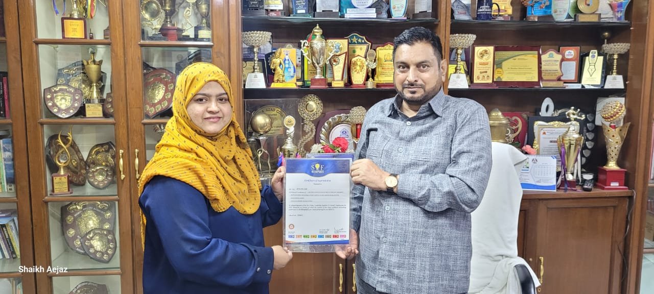 Proud Moment! Honoured to receive a Letter of Appreciation from the Science Olympiad Foundation (SOF) for demonstrating leadership and initiative in organising SOF Olympiad exams during the academic year 2024–25.  The letter also acknowledges the remarkable participation and performance of our college students in various SOF competitive exams.  Grateful to the Humaira mdm & SOF team and proud of our students' achievements!