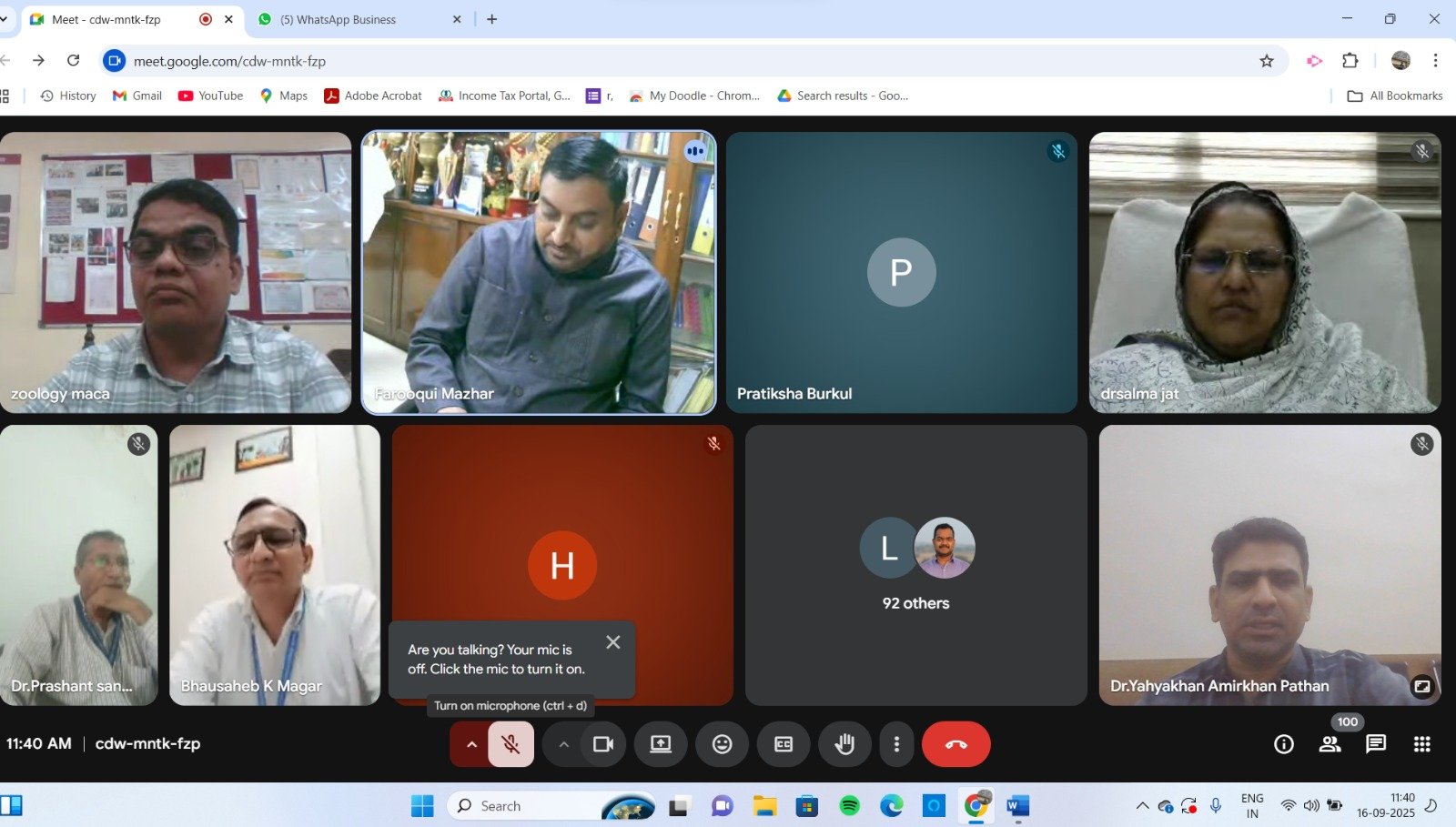 National Webinar on Vulture Conservation and Wildlife Biology Maulana Azad College of Arts, Science and Commerce, in collaboration with three other institutions, successfully organized a National Webinar on 