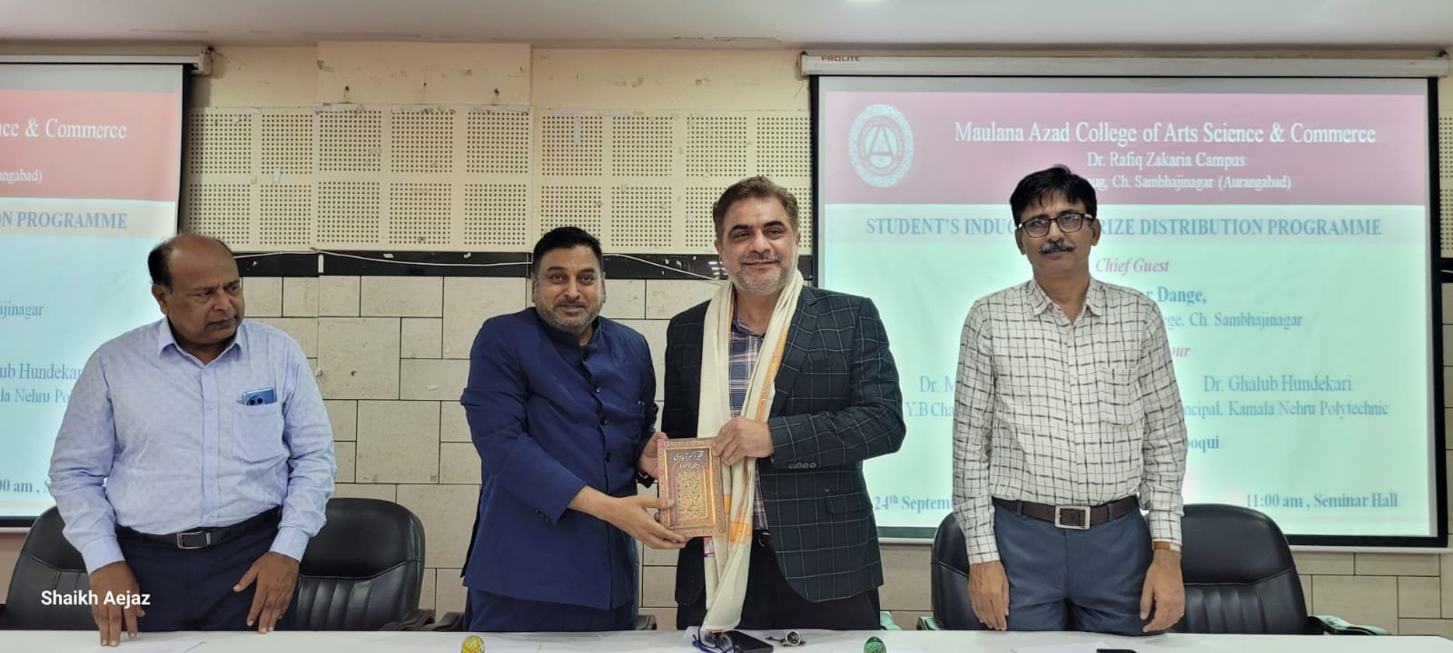 Maulana Azad College Launches Five-Day Induction Program for BBA & BCA Freshers Maulana Azad College kickstarted a five-day Induction Program for BBA and BCA students with an inaugural session featuring Chief Guest Dr. Shankar Dange, Former Dean, Govt. Dental College, Aurangabad and Guests of Honour Principal Dr. M. H. Dehgan and Principal Dr. Ghalib Hundekari.  The program was presided over by Principal Dr. Mazahar Ahmed Farooqui.  Certificates were awarded to achievers from the Skill Development Centre, and toppers of over 115 competitive exams conducted by Competitive Exam Guidance Cell were felicitated by the Competitive Exam Guidance Cell. The event was attended by faculty, staff, and students, and coordinated by senior faculty members.