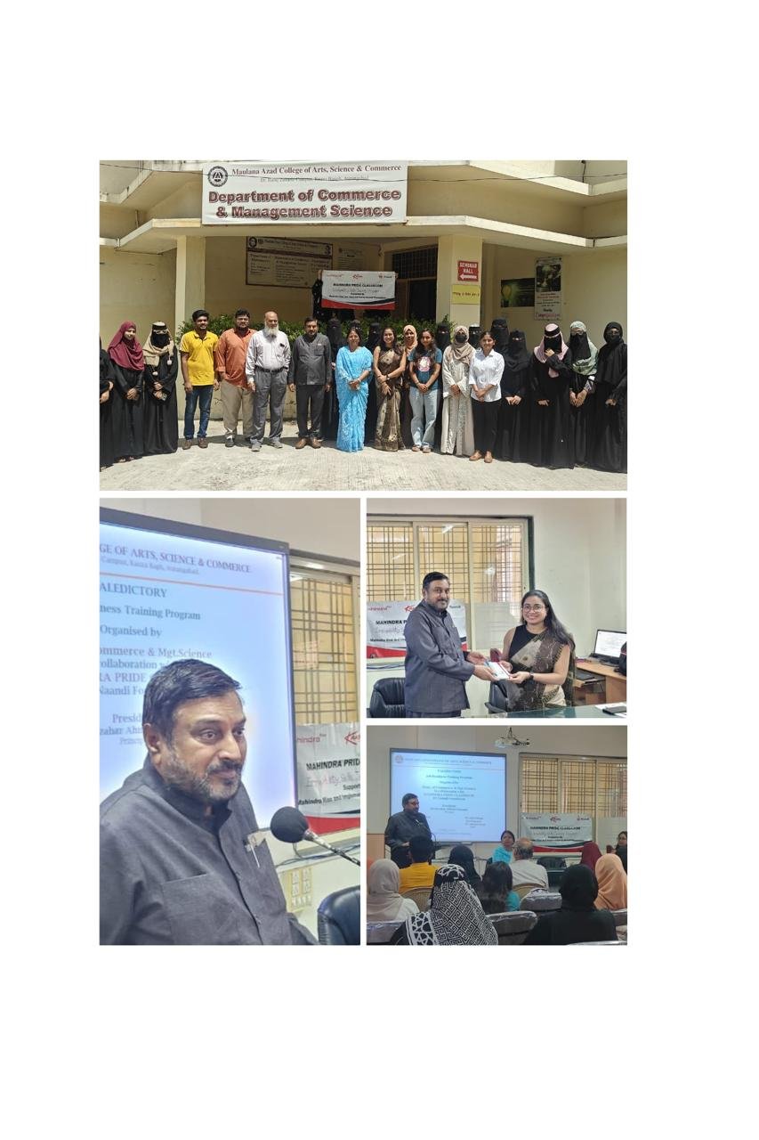 Employability Skill Development Programme in Collaboration with Mahindra Pride Classroom 6th -13th July 2026 Organised by Dept. of Commerce & Mgt. Science